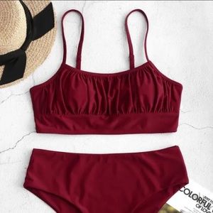 ZAFUL High Cut Ruched Cami Tankini